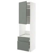 METOD / MAXIMERA Vis.el.pec s fiok/2frnt/srd/g.fiok, bela/Nickebo mat sivozelena, 60x60x220 cm