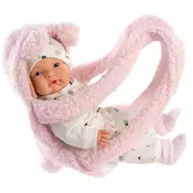 Lutka-beba Llorens - S ružičastim pahuljastim slingom, 38 cm