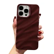 QLTYPRI ovitek za iPhone 12 Pro Max, valovit vzorec, vinsko rdeča