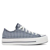 Modne superge Converse Chuck Taylor All Star Lift Platform Gingham A13664C Mornarsko modra