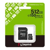 KINGSTON 512GB, MicroSD sa SD adapterom, Canvas Select Plus (SDCS3/512GB)