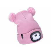 Extol Light kapa z naglavno svetilko 4x25lm, USB polnjenje, roza z bleščicami in pom pomi, otroški