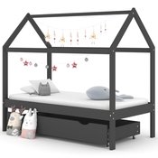 vidaXL Okvir za dječji krevet s ladicom tamnosivi 80 x 160 cm borovina