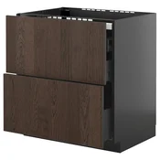 METOD / KNIVSHULT Pod.elem.grej.ploca/2front/3fiok, Crnosiva/Sinarp smeda, 80x60 cm