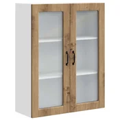 Vidaxl Stenski stekleni omarica PORTO Umetni hrast 80 x 31 x 100 cm