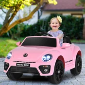 Costway Otroški avto VW Beetle z glasbo 2 načina osvetlitve 2.4G daljinski upravljalnik roza