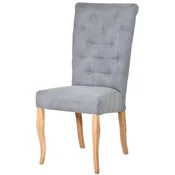 Casa Padrino Chesterfield Neo Baroque Dining Chair Gray/Natural - Chesterfield Neo Baroque Kitchen Chair - Dining Room Furniture - Chesterfield Furniture - Neo Baroque Furniture