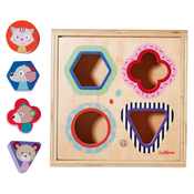 Drevená vkladačka Shape Sorter Box Friends Eichhorn so 4 kockami s motívom zvieratiek od 12 mes EH5465