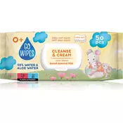 GoWipes Cleanse & Cream Sweet Almond Milk otroški nežni vlažni robčki z aloe vero 50 kos