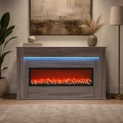 vidaXL Kamin z LED-trakom Siva Sonoma 130 x 20 x 69,5 cm