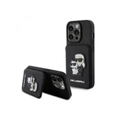 Karl Lagerfeld Karl and Choupette Maska za telefon za iPhone 15 Pro, sa pregradom, Crna