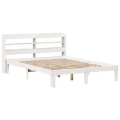 Vidaxl Posteljni okvir z vzglavjem brez vzmetnice bel 120x200 cm