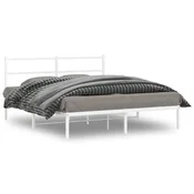 shumee vidaXL Kovinski posteljni okvir z vzglavjem bel 160x200 cm