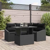 Sjedeća garnitura za vrt 5 kom. Crna poliratan 178.5 x 123.5 x 85 cm