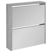 Vidaxl Omarica za čevlje z ogledalom 2-nadstropna siva 63x17x67 cm
