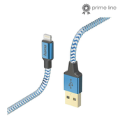 HAMA "reflektirajući" kabel za punjenje, USB-A - Lightning, 1,5 m, najlon, plavi