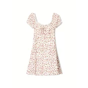 Bershka Obleka zelena/pastelno rdeča/temno rdeča/off-bela