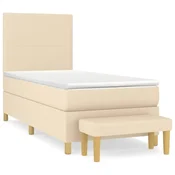 Vidaxl Box spring postelja z vzmetnico krem 80x200 cm blago
