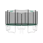 Songmics Trampolin okrogel z varnostno mrežo 427x270 cm zelena