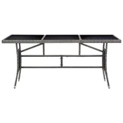 Vidaxl vidaXL Vrtna miza, siva, 170 x 80 x 74 cm, poli ratan