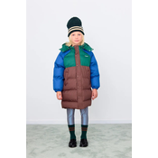 Otroška jakna Tinycottons COLOR BLOCK PADDED JACKET rjava barva, AW25-141