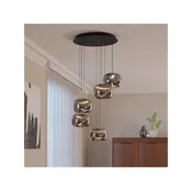 Eglo 390434 - LED zatemljiv viseči lestenec na kablu HORTUNAS 5xLED/5,8W/230V črna/dimljeno steklo