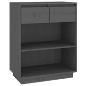 Vidaxl Konzolna omarica siva 60x34x75 cm trdna borovina