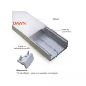 DAWN Led profil LL-ALP002-R komplet