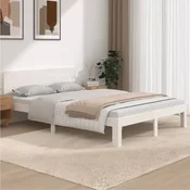 shumee vidaXL Posteljni okvir bel masivni borov les 150x200 cm