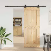 vidaXL Drsna vrata NARVIK Naravna in črna 90 x 210 cm (213,5 cm)