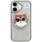 slomart Etui Nimmy Glasses Cool Cat MagSafe za iPhone 16 - sivo