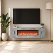 vidaXL Električni kamin Beton 155 x 30 x 44 cm Inženirski les