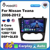 Podofo 4G Carplay DSP RDS 2din Android Car Radio Multimedia Video Player Navigation GPS For Nissan Teana Altima 08-12 Head Unit