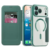Torbica SmartMag Book s MagSafe tehnologijom i RFID novcanikom za iPhone 17 Pro - green