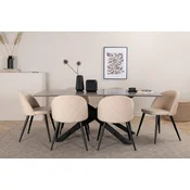Venture Design Jedilna miza in stol Piazza, miza 76x180x90 cm, stol 57x76,5x50 cm, črna, bež, siva
