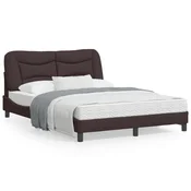 shumee vidaXL Posteljni okvir z LED osvetlitvijo brez vzmetnice temno rjav 140x200 cm blago