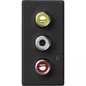slomart Priključek plošče K45/2 3-smerni RCA (CINCH) 22,5x45mm + vložki, vijačni priključki, grafit