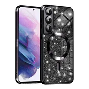 TPU gel ovitek Techsuit Luxury Glitter MagSafe za Samsung Galaxy S22 - black