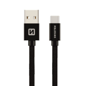 USB-C pleten kabel Swissten 0.2 m - črn