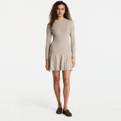 Obleka Calvin Klein Jeans Mockneck Ls Minidress Oatmeal Melange XS