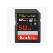 SANDISK SDXC 512GB EXTREME PRO, 200/140MB/s, UHS-I, C10, U3, V30 SDSDXXD-512G-GN4IN