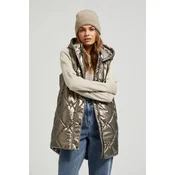 Womens quilted vest with hood MOODO - beige