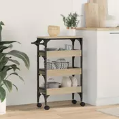 vidaXL Kuhinjski voziček Sonoma hrast 53 x 20 x 76 cm Konstruiran les