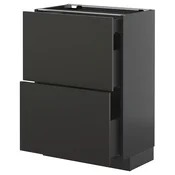METOD / KNIVSHULT Pod.ormaric i 2fronta/3fioke, Crnosiva/Nickebo boja antracita, mat, 60x37 cm