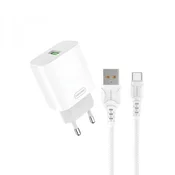 DENMEN DC07T Punjac za mobilne 18W Fast + Type C kabl bela