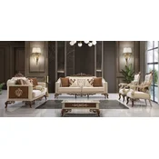 Casa Padrino luxury baroque living room set beige/gray/brown/gold - 2 Sofas & 2 Armchairs & 1 Coffee Table - Handmade baroque living room furniture - Noble & Magnificent