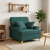 vidaXL XL naslanjač z blazinami Temno zelena Blago