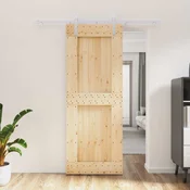 vidaXL Drsna vrata Naravna in bela 80 x 210 cm Masiven borov les