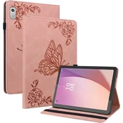 GS Ovitek za Lenovo Tab M9, reža za denarnico in pisalo, metuljčki, roza