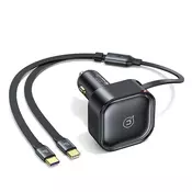 USAMS OMREŽNI POLNILEC USAMS Z KABLOM ZA HITRO POLNJENJE 2XUSB-C PD 30W, ČRN, (22007284)